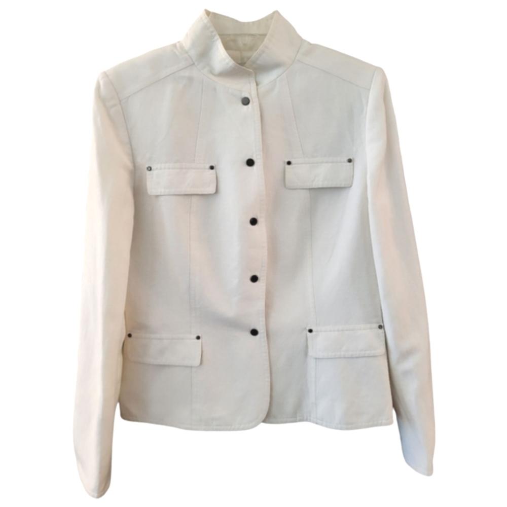 Tahari ASL Cream Blazer Tailored Fit Stand-Up Collar - Size 6
